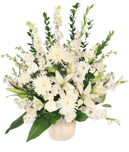 CFSA-0002-LKR 15,000- White Lilly, Roses and Snapdragon White Lilly, Roses and Snapdragon