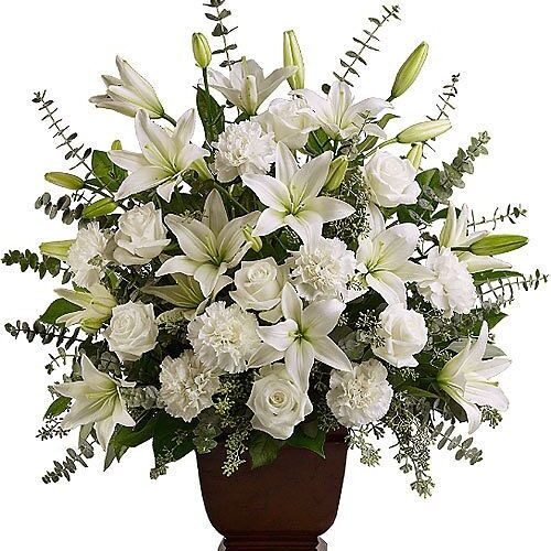 CFSA- 0016- LKR 35,000- White Lilly, Chryshanthemum, Roses (1) White Lilly, Chrysanthemum, Roses